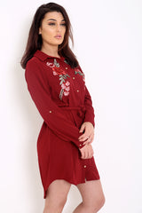 Floral Embroidered Shirt Dress