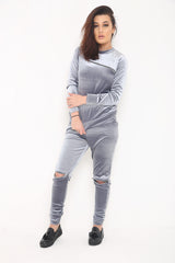 Zipped Velour Loungewear Coordinate Suit