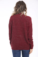 Choker nek lurex gebreide trui