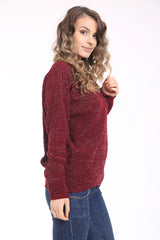 Choker nek lurex gebreide trui