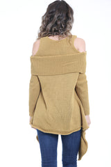 Asymmetrical Cold Shoulder Knitted Pullover