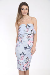 V-Bar Botanische Blumen von der Schulterfrisch-Bardot-Kleidung