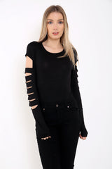 Laser gesneden snode mouw bodysuit