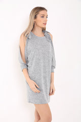 Bind Knoop schoudergesneden mouw baggy jurk top