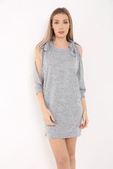 Bind Knoop schoudergesneden mouw baggy jurk top