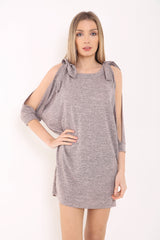 Bind Knoop schoudergesneden mouw baggy jurk top