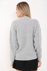 Choker Neck Knitted Jumper Top