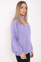 Choker Neck Knitted Jumper Top