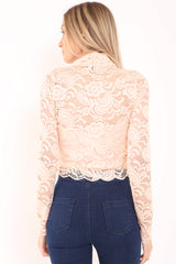 Floral Lace Scalloped Hem Lined Top