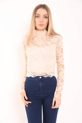 Floral Lace Scalloped Hem Lined Top