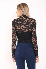 Floral Lace Scalloped Hem Lined Top