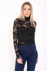 Floral Lace Scalloped Hem Lined Top