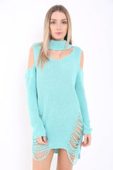 Koude schouderchoker nek gescheurde ladder doden gebreide trui