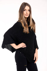 Cowl Neck Cable Knit Poncho