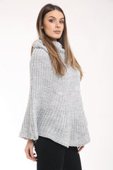 Cowl Neck Cable Knit Poncho