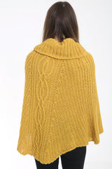 Cowl Neck Cable Knit Poncho