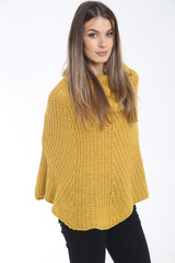 Cowl Neck Cable Knit Poncho