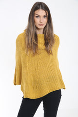 Cowl Neck Cable Knit Poncho