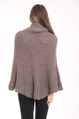 Cowl Neck Cable Knit Poncho