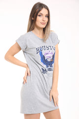 Houston Print Longline T -Shirt -Kleid