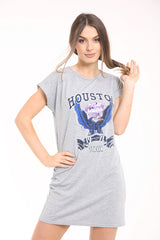 Houston Print Longline T -Shirt -Kleid