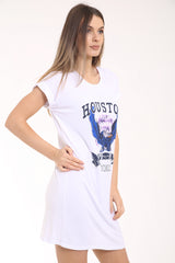 Houston Print Longline T -Shirt -Kleid