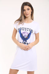 Houston Print Longline T -Shirt -Kleid