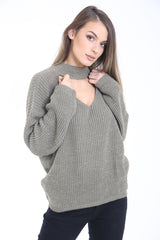 Choker nek lurex gebreide trui