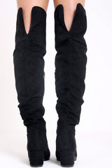 Faux Suede Over The Knee Heeled Boots