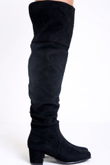 Faux Suede Over The Knee Heeled Boots