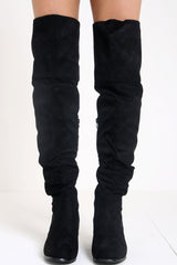 Faux Suede Over The Knee Heeled Boots