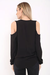 Wrap Over Cold Shoulder Top