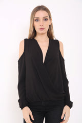 Wrap Over Cold Shoulder Top