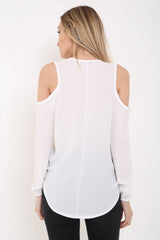 Wrap Over Cold Shoulder Top