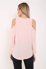 Wrap Over Cold Shoulder Top
