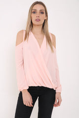 Wrap Over Cold Shoulder Top