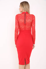 Lace Mieder Midi Kleid