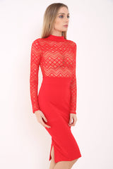 Lace Mieder Midi Kleid
