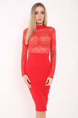 Lace Mieder Midi Kleid