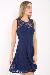 Glitter Lace Lined Skater Dress