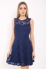 Glitter Lace Lined Skater Dress