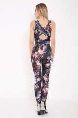 Cross Back Spring Floral Jumpsuit