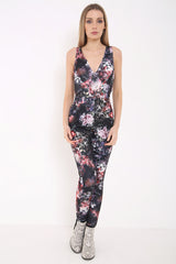 Cross Back Spring Floral Jumpsuit