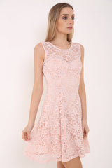 Glitter Lace Lined Skater Dress