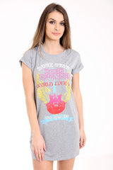 Vestido de camiseta Longline de estampado de guitarra de rock estrella