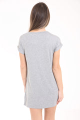 Skull And Rose Print Longline T Shirt Dress