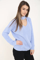 Choker Neck Knitted Jumper Top