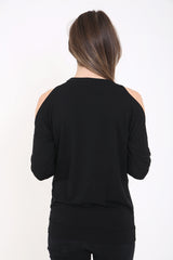 Santa Rosa Loop Back Cold Shoulder Sweat Top