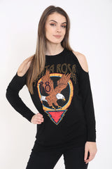 Santa Rosa Loop Back Cold Shoulder Sweat Top