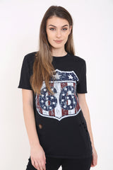 American 66 Printed Laser Cut Front T-Shirt Top
